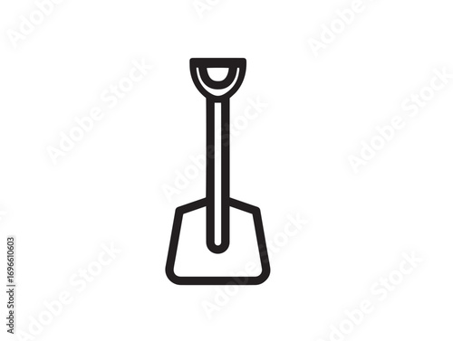 Minimal Vector Icon of Trenching Shovel for Outdoor Construction and Gardening