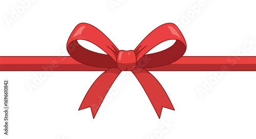 Illustration of a tied scarlet ribbon, perfect for celebratory events or packaging design enhancing visual appeal and adding a festive touch to any