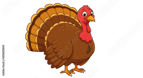 Cartoon thanksgiving turkey illustration holiday bird animal poultry fowl farm food cute celebration on transparent background