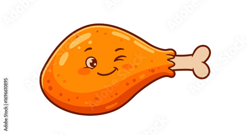 Cartoon fried drumstick food illustration delicious poultry meal tasty dinner lunch restaurant recipe on transparent background