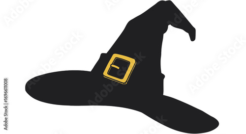 Halloween costume witch hat wizard hat pointy hat golden buckle costume accessory party hat for halloween on transparent background