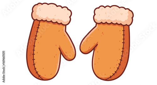 Warm winter gloves cartoon illustration cozy handwear seasonal apparel cold weather accessory mittens on transparent background