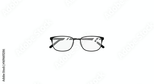 Elegant Eyeglasses Illustration on Clean White Backdrop, Vision and Modern Style, Contemporary Clear Lens Eyeglasses Design
