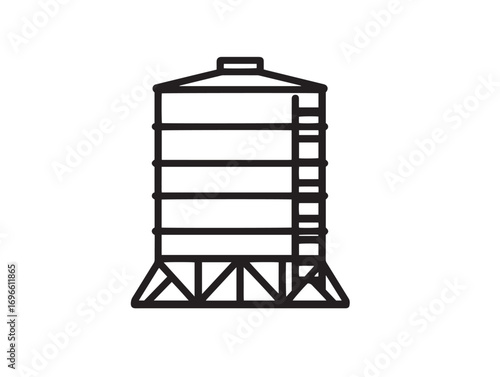 Modern Water Reservoir Tank Icon in Clear Functional Vector Illustration Style