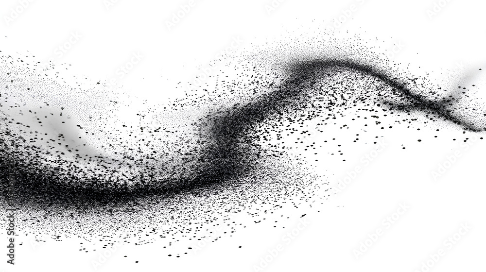 Fototapeta premium Abstract stipple wave flow in light grain texture and digital spray. Gradation of particles in monochrome background. Vector illustration Stock Vector