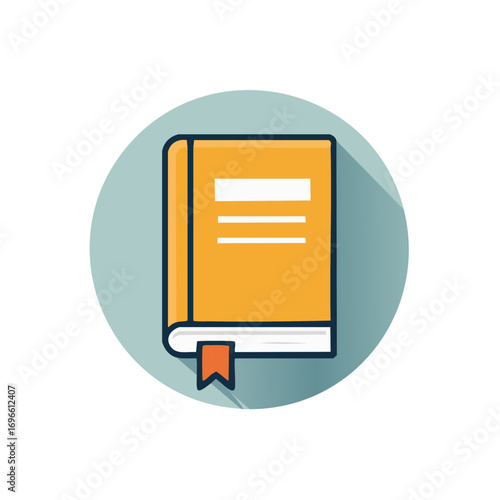 Open book with blank cover and bookmark icon flat design