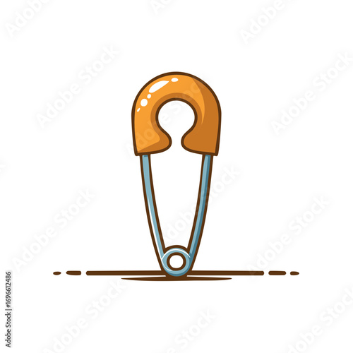 Simple Cartoon Illustration of Safety Pin Diaper Pin Closure Fastener Sewing Project