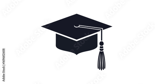 Simplified academic graduation cap icon with tassel representing education and scholarly achievement in digital design minimal style