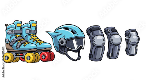Roller Skating Gear Set Isolated on a Clean White Background