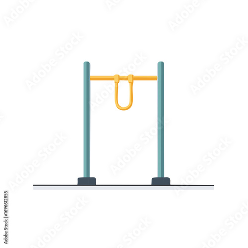Minimalist illustration of a pull-up bar with yellow hanging element
