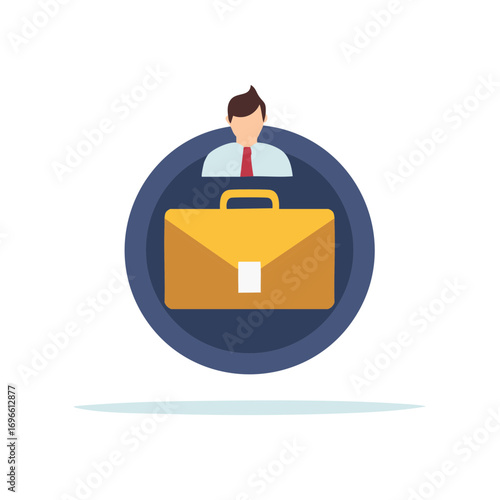 Business professional with briefcase in a circle avatar. Representative of business and finance. Concept for corporate branding