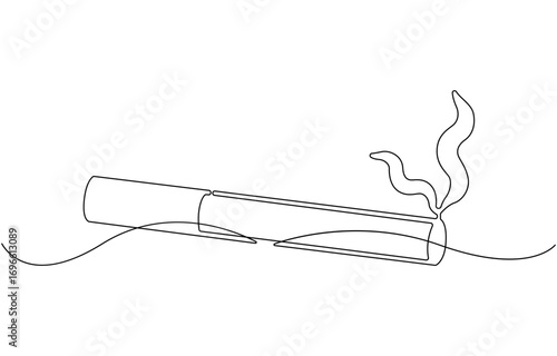 Cigarette Icon Line Art, One continuous single drawn line art.