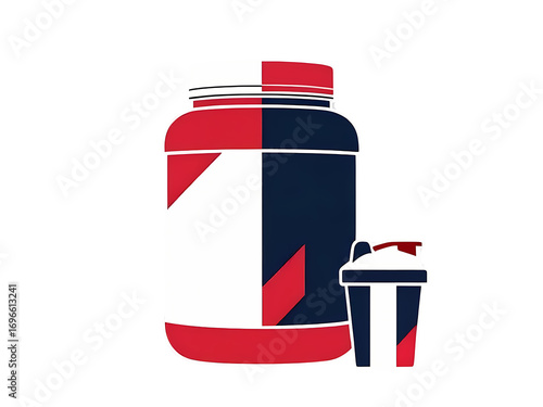 Whey Protein Supplement Container and Shaker Bottle