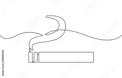 Cigarette Icon Line Art, One continuous single drawn line art.
