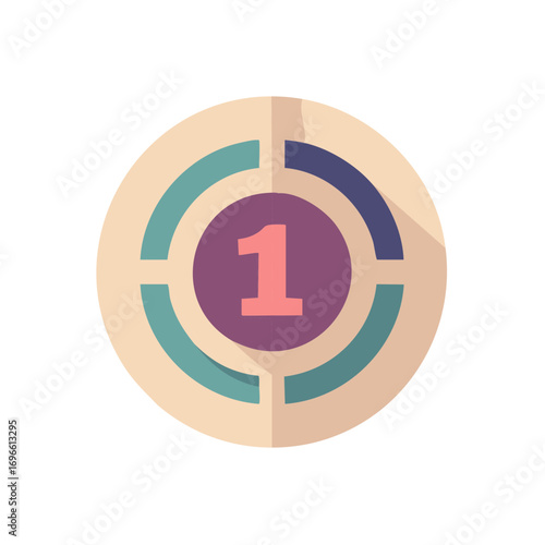 Number 1 Icon Illustration Design, Flat Style Graphic Element