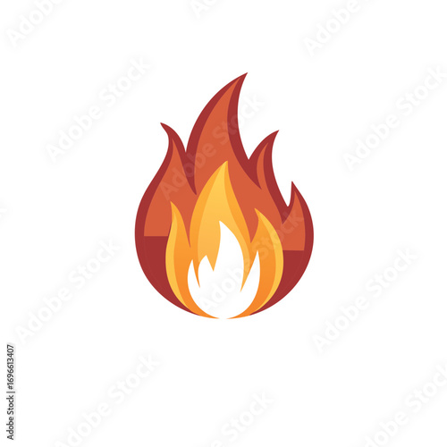 Illustration of a flame element in red and yellow colors