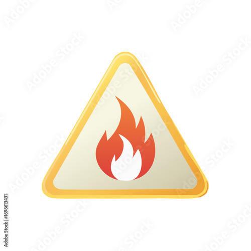 Flammable Hazard Warning Sign Illustration  Triangle Symbol with Fire