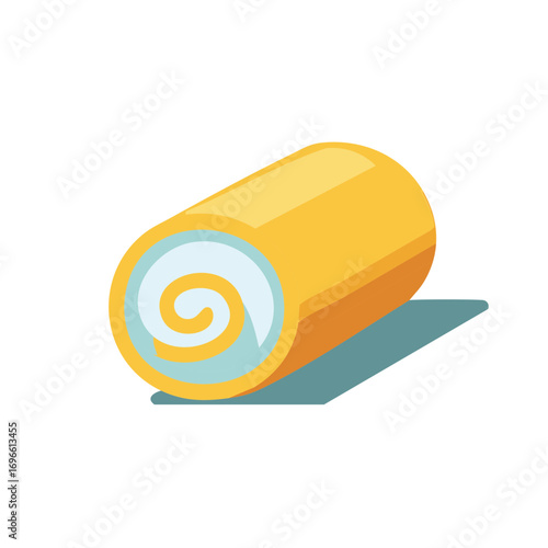 Stylized Rolled Yellow Cake Swiss Roll Dessert Illustration