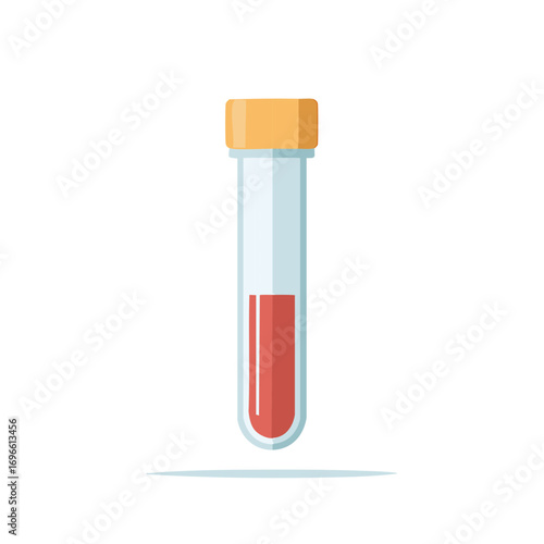 Medical laboratory test tube with red liquid and orange cap