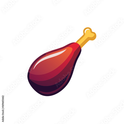 Cooked Chicken Leg Illustration, Poultry Meat Food Icon, Animal Protein Meal