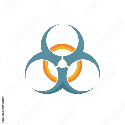 Biohazard Symbol with Orange Circle Warning Represents Danger, Caution, Virus, Epidemic, Pandemic, and Hazardous Biological Waste