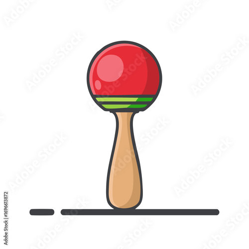 Bright Red Festive Maraca Musical Instrument Illustration