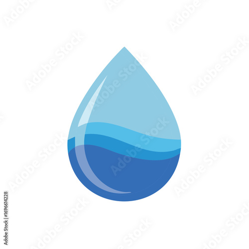 Stylized blue water drop graphic symbolizing freshness hydration and clean liquid