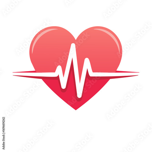 Heartbeat symbol with heart shape and cardiogram for medical concepts.