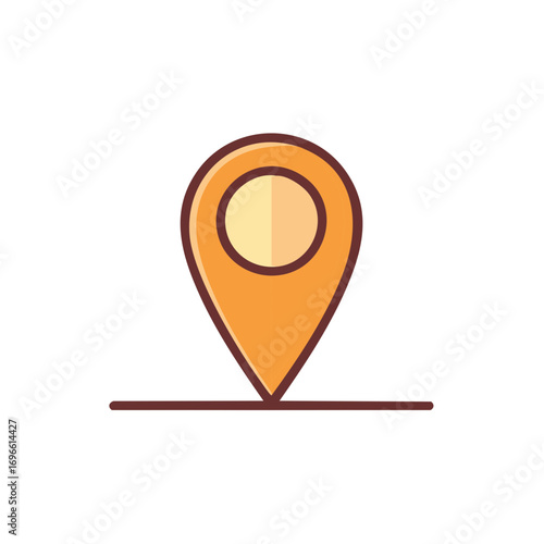 Stylized Location Pin Pointing Downward Marking a Location on Horizontal Surface