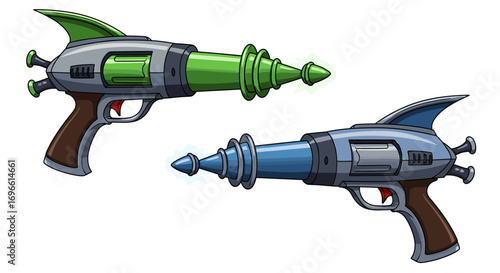 Retro Ray Guns: Green and Blue Science Fiction Weapons