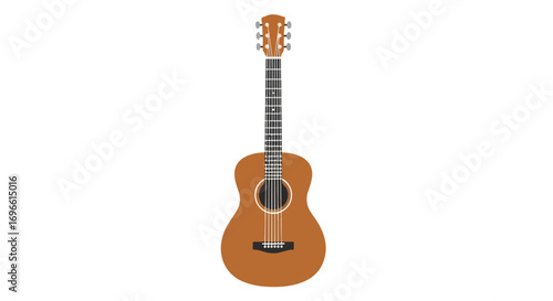 Minimalist Illustration of an Acoustic Guitar Showcasing Stringed Instrument Design and Musical Equipment in a Simplified Artistic Style