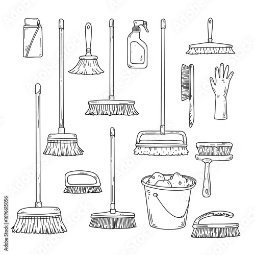 set of cleaning tools illustration