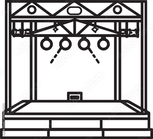 Minimalist outdoor stage with spotlights silhouette