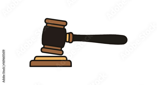 Illustration of a gavel symbolizing justice and legal authority with a minimalist design perfect for legal-themed content or law-related visual assets
