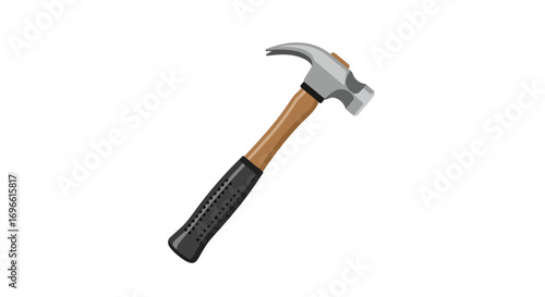 Illustration of a Hammer with a Wooden Handle and Metal Head for Construction and Carpentry Tasks Suitable for Various DIY Projects and Skilled