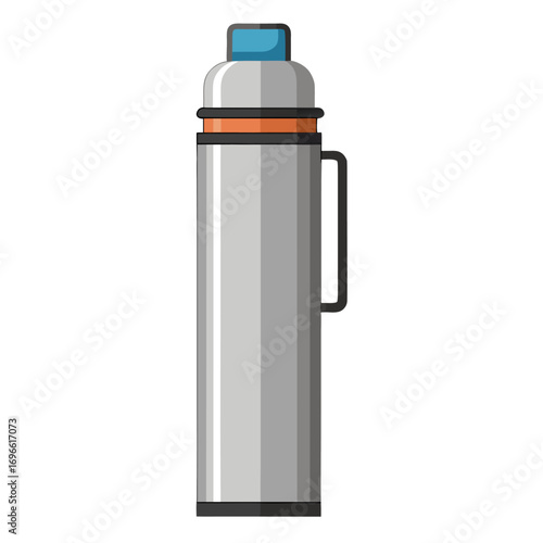 Minimal stainless steel thermos flask vector design