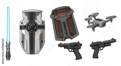 Sci-Fi Armory: An Assortment of Futuristic Weapons and Gear.