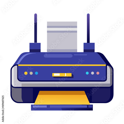Flat vector illustration of a wireless printer on a white background