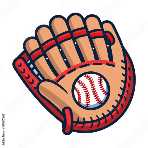 Flat vector illustration of a baseball glove on a white background
