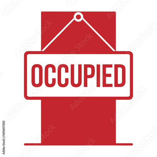 Occupied Sign Icon – Red Door Label for Rooms, Restrooms, and Private Areas