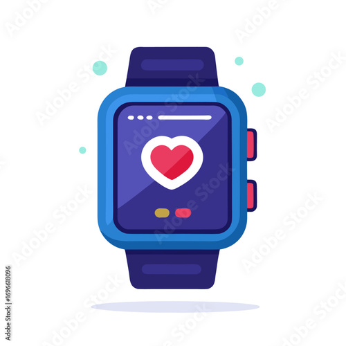 Modern smartwatch illustration with heart rate monitor