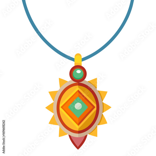 Flat vector illustration of a pendant necklace on a white background