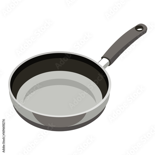Modern stainless steel frying pan kitchen utensil illustration
