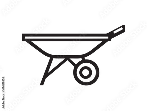 Professional Farming Wheelbarrow Icon in Clean Elegant Minimal Vector Artwork