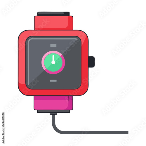 Flat style smartwatch charging dock vector illustration