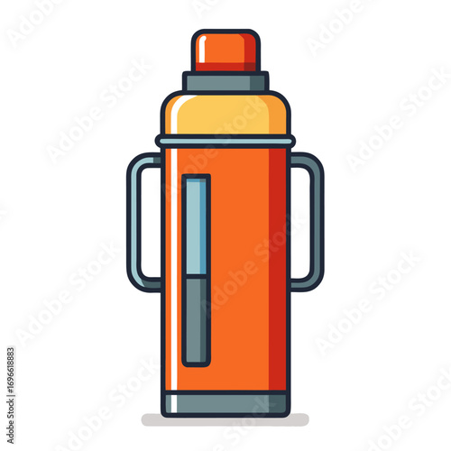 Flat style vector illustration of a camping thermos on a white background