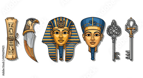 Ancient Egyptian Artifacts: A Decorative Collection of Historical Symbols
