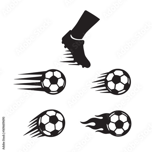 Foto Soccer ball in motion silhouette – Vector collection with speed effects for dynamic football and sports sesigns