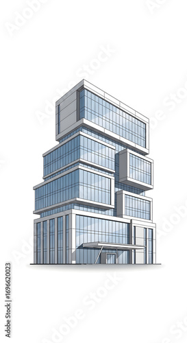 Wallpaper Mural Isolated vector illustration of a futuristic multi-level business center for professional training and corporate development Torontodigital.ca