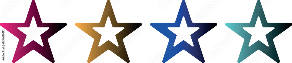 Obraz premium Complete Star Sparkle Vector Set – Glossy Shine Icons with Gradient Effects and Brush Design Collection for Digital Artwork